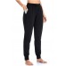 Fleece Lined, Black Women's Thermal Jogger Sweatpants with Pocket Tapered Active Pants for Winter Fleece Lined